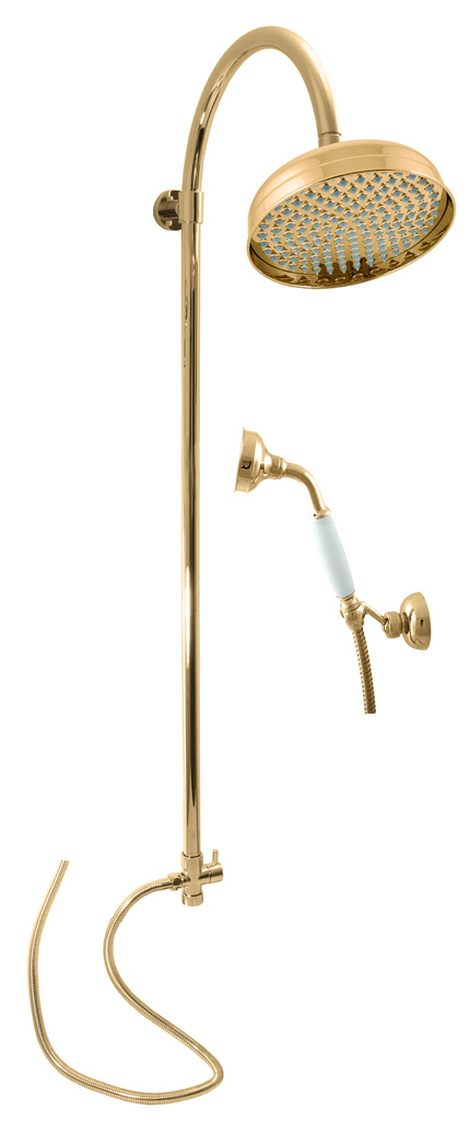 Душевой комплект в стиле ретро с верхним и ручным душем - золото